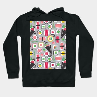 Paper cut geo sushi // pattern // grey background Hoodie